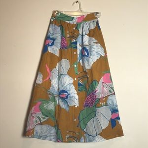 Roolee mustard floral skirt